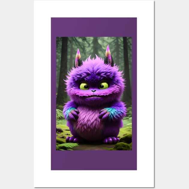 Cute Fluffy Monster 002 Wall Art by PurplePeacock